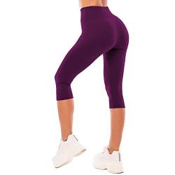 SINOPHANT Leggings Damen 3/4 High Waist Elastische Blickdicht Große Größen Leggins (#1er Pack Zwetschgenpurpur, L-XL) von SINOPHANT