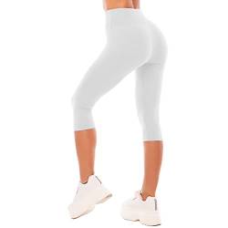 SINOPHANT Leggings Damen 3/4 High Waist Elastische Blickdicht Große Größen Leggins (#1er Pack weiß, XXL) von SINOPHANT