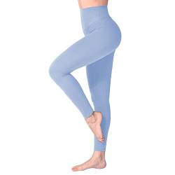 SINOPHANT Leggings Damen High Waist - Blickdicht Leggins mit Bauchkontrolle für Sport Yoga Gym(1 Hellblau,S-M) von SINOPHANT