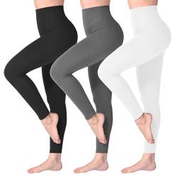 SINOPHANT Leggings Damen High Waist - Blickdicht Leggins mit Bauchkontrolle für Sport Yoga Gym(3 Schwarz/Grau/Weiß,S-M) von SINOPHANT