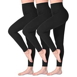 SINOPHANT Leggings Damen High Waist - Blickdicht Leggins mit Bauchkontrolle für Sport Yoga Gym(3 Schwarz,S-M) von SINOPHANT
