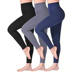 SINOPHANT Leggings Damen High Waist - Blickdicht Leggins mit Bauchkontrolle für Sport Yoga Gym(3 Schwarz/Schwarzblau/Grau,L-XL) von SINOPHANT
