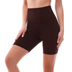 SINOPHANT Radlerhose Damen Kurz High Waist Shorts Leggings für Sommer Fitness Sport Yoga(L-XL,1 Braun) von SINOPHANT