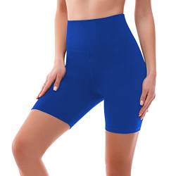 SINOPHANT Radlerhose Damen Kurz High Waist Shorts Leggings für Sommer Fitness Sport Yoga(L-XL,1 Königsblau) von SINOPHANT