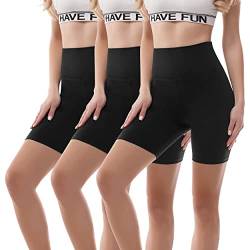 SINOPHANT Radlerhose Damen Kurz High Waist Shorts Leggings für Sommer Fitness Sport Yoga(L-XL,3 Schwarz) von SINOPHANT