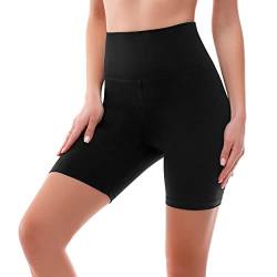SINOPHANT Radlerhose Damen Kurz High Waist Shorts Leggings für Sommer Fitness Sport Yoga(XXL,1 Schwarz) von SINOPHANT