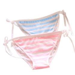 Niedlicher japanischer Stil, blaue und rosa gestreifte Höschen Bikini Cosplay Baumwolle Unterwäsche Bandage Anime Einheitsgröße heiß, C008 Streifen, M von SINROYEE