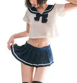 SINROYEE Anime Cosplay Dessous Kostüme Japanische Mini Matrosen Anzug Frauen Sexy Schulmädchen Outfit Lovely - - von SINROYEE