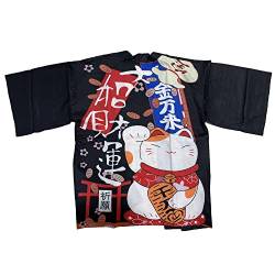 SINROYEE Damen Japanischer Schal Print Kimono Cardigan Tops Cover up Lose Anime 3/4 Ärmel Strand Bluse, Schwarz # 3, Einheitsgröße von SINROYEE