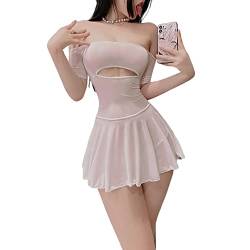 SINROYEE Damen Sexy Cosplay Dessous Seide Nachthemd Kleid High Split Cheongsam Kleid (Weiß # 2) von SINROYEE