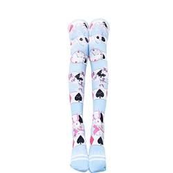 SINROYEE Sexy Cosplay Kniestrümpfe Anime Cartoon Druck Oberschenkelhohe Socken für Frauen Niedliche Lolita JK, Blau # 2, Einheitsgröße von SINROYEE