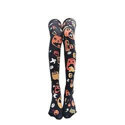 SINROYEE Sexy Cosplay Kniestrümpfe Anime Cartoon Druck Oberschenkelhohe Socken für Frauen Niedliche Lolita JK, Schwarz, Einheitsgröße von SINROYEE