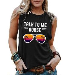 Damen Sprechen Sie mit Mir Gans Grafik T-Shirt Urlaub Ärmellose Yoga-T-Shirts Lässige Tank-Tops mit rundem Hals Schwarz M von SIPEIEN