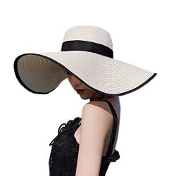 SIPEIEN Damen Sonnenhut aus Stroh UPF 50 mit breiter Krempe Strand Sommer UV-Schutz Hut für Frauen faltbar verstellbar von SIPEIEN