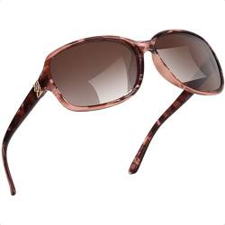 SIPHEW Große Sonnenbrille Damen Polarisiert Vintage, Retro Design Brille mit Groß Polarisierend Verspiegelt Gläser UV400 Schutz von SIPHEW