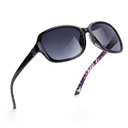 SIPHEW Große Sonnenbrille Damen Polarisiert Vintage, Retro Design Brille mit Groß Polarisierend Verspiegelt Gläser UV400 Schutz von SIPHEW
