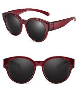 SIPHEW Polarisiert Überzieh Sonnenbrille für Brillenträger Damen Herren, Rund Überbrille Clip on Normale Brille UV400 Schutz von SIPHEW