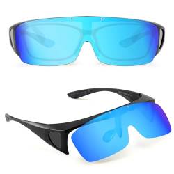 SIPHEW Polarisiert Überzieh Sonnenbrille für Brillenträger Herren, Hebelbrille Überbrille Fit Over Normale Brille, Sonnenbrille zum Aufstecken UV400 Schutz von SIPHEW