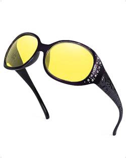 SIPHEW Polarisierte Nachtfahrbrille für Damen - Gelbe Nachtsichtbrille mit UV400-Schutz für sicheres Autofahren bei Tag und Nacht - Blendungsschutz Brille von SIPHEW