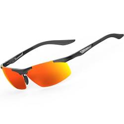 SIPLION Herren Sport Polarisierte Treiber Glasses Sonnenbrillen Al-Mg Metallrahme Ultra leicht 8729 Red UV400 CAT 3 CE von SIPLION