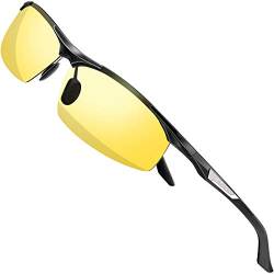 SIPLION Herren nachtsichtbrille Treiber Glasses Al-Mg Metallrahme Ultra leicht 8729 Nachtbrillen von SIPLION