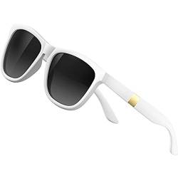 SIPLION Unisex Polarisiert Sonnenbrille - Sonnenbrille für Herren Damen UV-Schutz TR90 Rahmen JDSY067 White+Grey UV400 CAT 3 CE von SIPLION