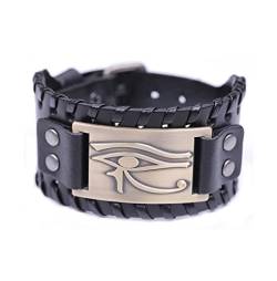 SIPURIS Ägyptisches Auge des Horus-Armband für Herren, nordischer Wikinger, Gothic, Lederarmband/Armbänder, Vintage-Talisman, heidnischer Schmuck für Frauen und Jugendliche von SIPURIS