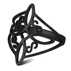 SIPURIS Hexenknotenring keltischer Knotenring Hexerei Edelstahl Geometrischer Hexenknoten Ring Wicca Fingerringe Ehering Stapelbarer Ring Schmuck für Frauen Männer, 7, Edelstahl, Kein edelstein von SIPURIS