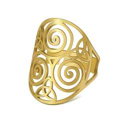 SIPURIS Keltischer Triskelion-Ring für Herren, Triskele-Symbol, keltischer Spiralknotenring aus irischem Triskelion, Edelstahl, Herren-Ehering, Schmuckgeschenk, 7 von SIPURIS