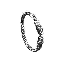 SIPURIS Wikinger-Armband für Herren, doppelter Drachen, Schlange, nordischer Wikinger, Armringe, verstellbar, offener Armreif, Edelstahl, gedrehte Kabelmanschette, Armreif, heidnischer Wicca-Schmuck von SIPURIS