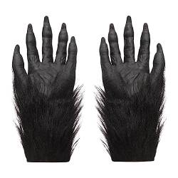 Halloween Handschuhe Werwolf Geisterhandschuhe mit Krallen Wolfshandschuhe Haarig Klaue Handschuhe Horror Fingerhandschuhe Dämon Kostüm Zubehör Handschuhe für Halloween Cosplay Karneval Mottoparty von SIQITECH