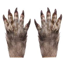 Halloween Handschuhe Werwolf Geisterhandschuhe mit Krallen Wolfshandschuhe Haarig Klaue Handschuhe Horror Fingerhandschuhe Dämon Kostüm Zubehör Handschuhe für Halloween Cosplay Karneval Mottoparty von SIQITECH