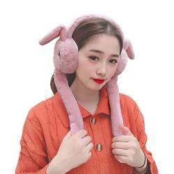 SIQITECH Ohrenwärmer Moving Bunny Ohrenschützer Damen Mädchen Ohrabdeckungen Beweglich Ohren Ohrenschützer Winter Kunstfell Earmuff Winddicht Warme Ohrenklappen Ski Wandern Radfahren Laufen von SIQITECH