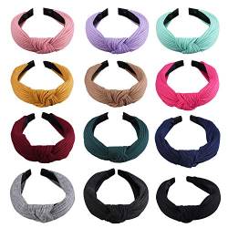 SIQUK 12 Stück Haarreifen Knoten Damen Stirnband Knoten Kopfband Haarband für Damen Mädchen, 12 Farben von SIQUK