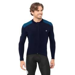 SIROKO - Langärmelige Thermo-Radtrikot M4 Cubilla - M - Marineblau/Electric Blue von SIROKO