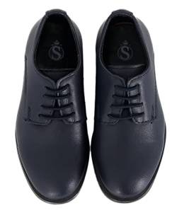 Festliche Matte Derby Schuhe für Jungen zum Schnüren in Marineblau, Größe 23 von SIRRI