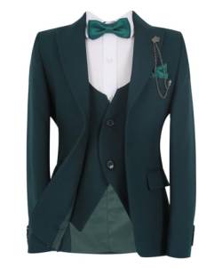 Festliche Slim Fit Anzüge für Jungen mit Fischgrätenmuster 8-Teiliges Set in Smaragdgrün, Alter 14 Jahre von SIRRI