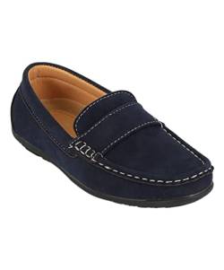 Klassische Casual Flache Suede Slip Loafer Schuhe für Jungen in Marineblau, Größe 35 von SIRRI