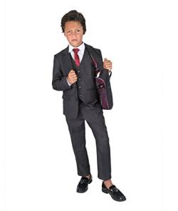 SIRRI Festliche Anzüge für Jungen, Tailored Fit, komplette Set, Pageboy-Outfit, Alter 1 bis 14 Jahren, Anthrazit, 6-teilig, Alter 8 Jahre von SIRRI