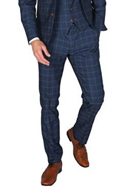 SIRRI Festliche Business Hose für Herren mit Karomuster Tailored Fit in Marineblau, Taille 38R von SIRRI