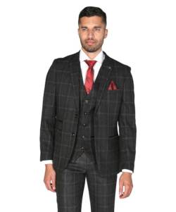 SIRRI Herren-Tweed-Anzüge mit Retro-Karomuster, maßgeschneiderte Passform, 3-teiliges Set Brust 54R-Taille 38R von SIRRI