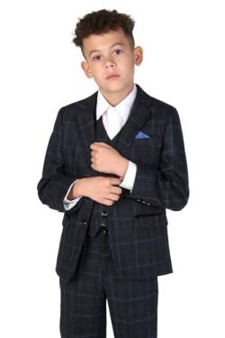 SIRRI Jungen-Tweed-Anzüge mit Retro-Karomuster, maßgeschneiderte Passform, 3-teiliges Set, Alter 10 Jahre von SIRRI