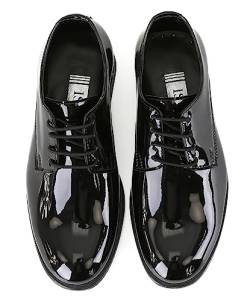 SIRRI Schwarze Derby-Schuhe aus Lackleder für formelle Kleidung für Jungen, Schnürschuhe für Hochzeit und Abschlussball, Größe EU-Kleinkind 35 von SIRRI
