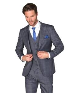 SIRRI Tailored Fit Anzughose mit Karostruktur für Herren, Graublau, Business-Outfit für Festliche Hochzeiten, Größe 32R von SIRRI