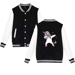 Einhorn Jacke Baseball Damen Cardigan College Herren Unicorn Mantel Herbst Winter Langarmshirt Sweatjacke Old School Strickjacke Bomberjacke Fliegerjacke Retro Blazer Biker Streetwear Baseballjacke von SISAY