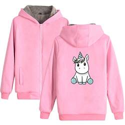 Einhorn Jacke mit Reißverschluss Kapuze Unisex Kapuzenpullover Sweatjacke Mantel Herbst Winter Unicorn Hoodie Cardigan Langarmshirt Fleecejacken Strickjacke Blazer Plüschjacke Winterjacke Streetwear von SISAY