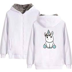 Einhorn Jacke mit Reißverschluss Kapuze Unisex Kapuzenpullover Sweatjacke Mantel Herbst Winter Unicorn Hoodie Cardigan Langarmshirt Fleecejacken Strickjacke Blazer Plüschjacke Winterjacke Streetwear von SISAY