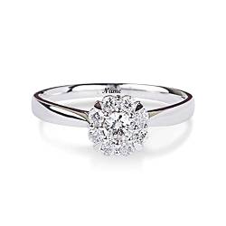 SISGEM 0,12 Karat natürlicher Diamant Ring für Frauen, 9 Karat Weißgold Cluster Diamant Verlobungsring für Sie, G, SI2, für Frauen Damen Verlobung Hochzeit von SISGEM