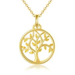 SISGEM 9 Karat Gelbgold Lebensbaum-Halskette, Lebensbaum-Anhänger, für Frauen, Damen, Mutter, Schwester, Freunde, 46 cm von SISGEM