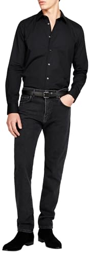 Sisley Men's 5CNX5QL19 Shirt, Black 100, 38 von SISLEY